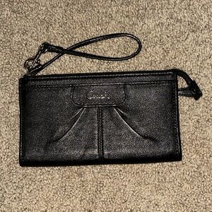 Coach Black Leather Wristlet / Purse
